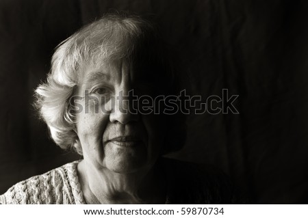 Portrait of an elderly woman. \