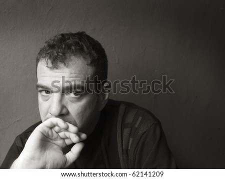 Thoughtful man. Black and white portraits series