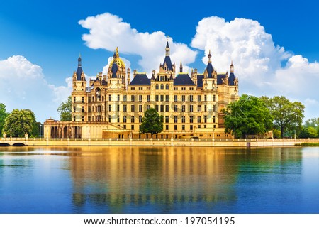 Similar – Image, Stock Photo Schwerin lake with castle on a summer day.