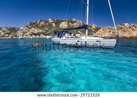 The turquoise color and transparency of the sea around the island of La Maddalena