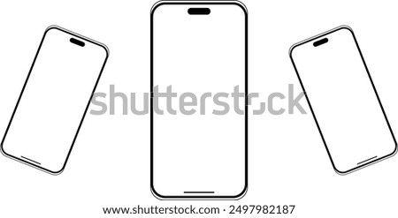 Vector realistic front view smartphone mockup. Mockup smart phone vector. Mobile I-phone frame with transparent display and Clipping Path vector. Smartphone with white screen in realistic style mockup