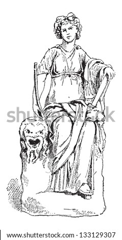 Statue of Thalia, Muse of Comedy, at the Vatican Museum, in Vatican City, vintage engraved illustration. Dictionary of Words and Things - Larive and Fleury - 1895