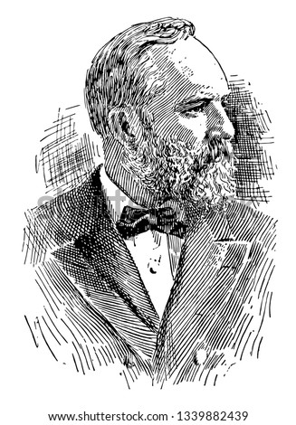 James Abram Garfield 1831 to 1881 he was the 20th president of the United States and member of the U.S. house of representatives from Ohio vintage line drawing or engraving illustration