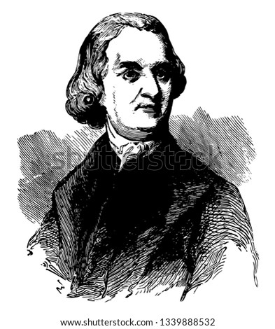 Samuel Adams 1722 to 1803 he was one of the founding fathers of the United States he was an American statesman and political philosopher vintage line drawing or engraving illustration