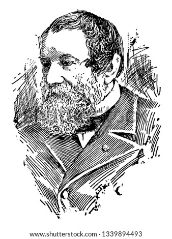 Cyrus Hall McCormick 1809 to 1884 he was an American inventor and the founder of the McCormick Harvesting Machine Company vintage line drawing or engraving illustration