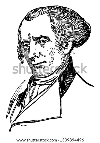 Elbridge Gerry 1744 to 1814 he was an American statesman diplomat the fifth vice president of the United States and ninth governor of Massachusetts vintage line drawing or engraving illustration