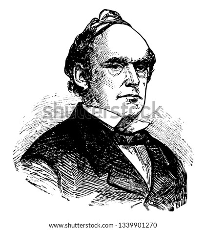Salmon Portland Chase 1808 to 1873 he was an American politician jurist chief Justice of the United States governor of Ohio vintage line drawing or engraving illustration