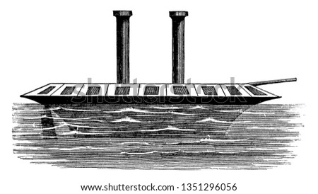 Gregg Ironclad is given the credit of the first definite proposition for an ironclad vessel in 1813, vintage line drawing or engraving illustration.