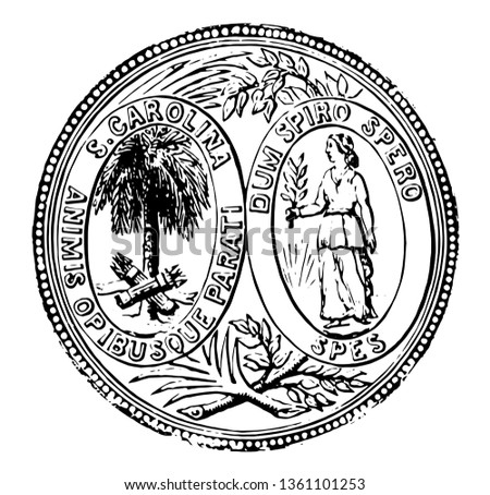 South Carolina seal adopted in 1776, with state motto 