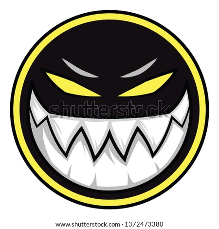 Black evil monster logo illustration vector on white background 