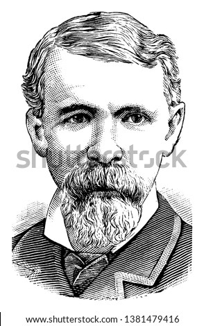 Russell A. Alger, 1836-1907, he was United States senator from Michigan and 20th governor of Michigan, vintage line drawing or engraving illustration