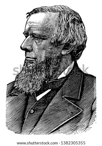 Allen G. Thurman, 1813-1895, he was a democratic representative, Ohio supreme court justice, and senator from Ohio, vintage line drawing or engraving illustration