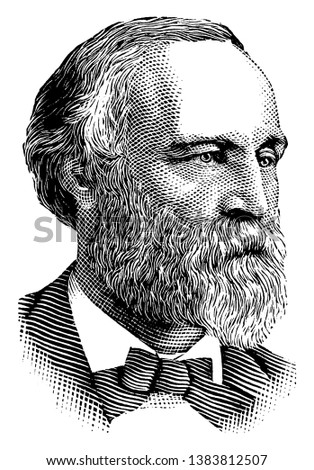 Henry L. Dawes, 1816-1903, he was a republican United States senator and United States representative from Massachusetts, famous for the Dawes Act, vintage line drawing or engraving illustration