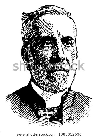 Chancellor Burwash, he was president of Victoria university, vintage line drawing or engraving illustration