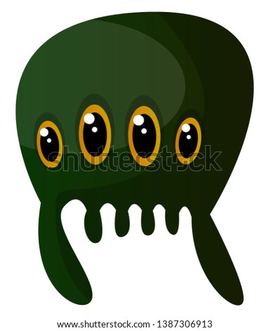 Green meduza monster with four eyes illustration vector on white background