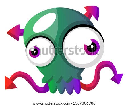 Skull shaped green meduza illustration vector on white background