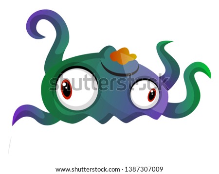 Weird colorful monster meduza illustration vector on white background