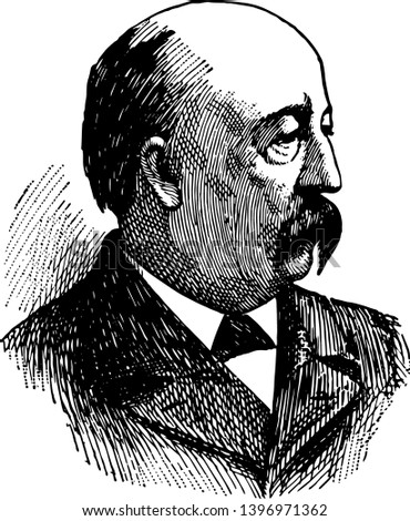 Cushman Kellogg Davis 1838 to 1900 he was an American republican politician seventh governor of Minnesota and U.S. senator from Minnesota vintage line drawing or engraving illustration