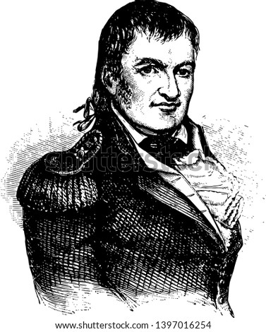 Duncan McArthur 1772 to 1839 he was a military officer politician and governor of Ohio vintage line drawing or engraving illustration