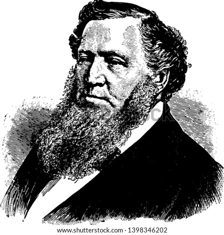 Brigham Young 1801 to 1877 he was an American leader politician and the first governor of the Utah Territory vintage line drawing or engraving illustration