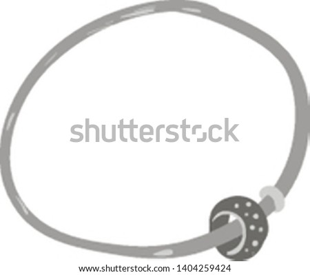 A silver bracelet with two rings attached, vector, color drawing or illustration. 