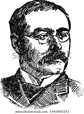 Rudyard Kipling, vintage engraved illustration