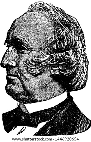 Wendell Phillips, vintage engraved illustration