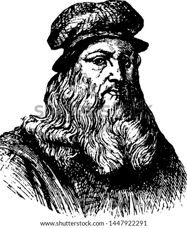 Leonardo Da Vinci, vintage illustration