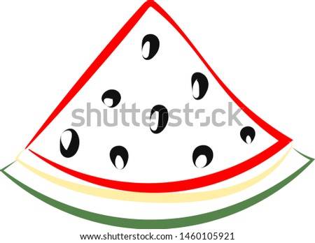 Watermellon slice, illustration, vector on white background.