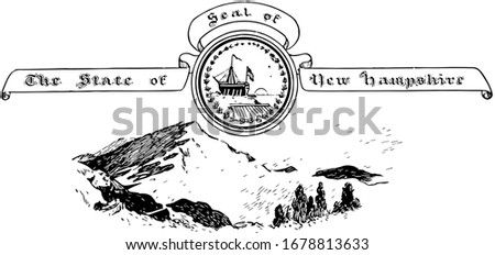The United States seal of New Hampshire, vintage illustration