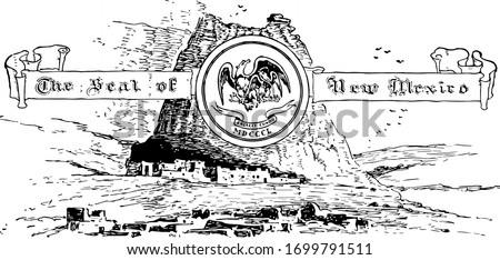 The United States seal of New Mexico, vintage illustration