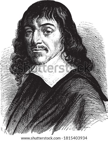Rene Descartes, Vintage engraving. From Popular France, 1869.