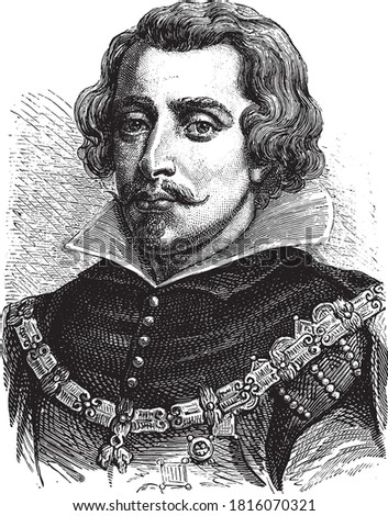 Philip IV King of Spain, Vintage engraving. From Popular France, 1869.