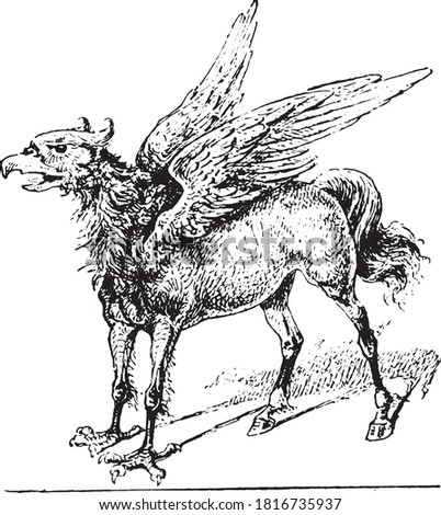 Hippogriff According to Tiepolo and Ingres, From the Dictionary of Word and Things, 1888.