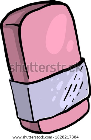 Pink earser, illustration, vector on white background