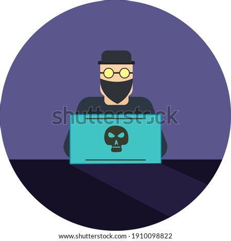 Hacker with mask, illustration, vector on a white background.