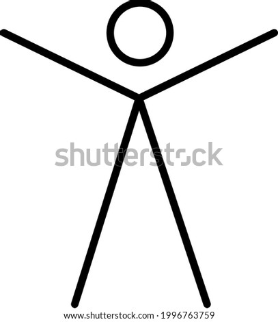 Pictogram person with thei arms wide open, illustration, on a white background.