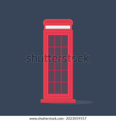 Telephone booth, illustration, vector on a blue background.