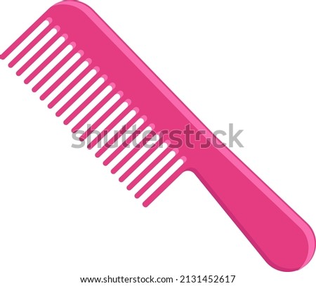 Pink girly hair comb, illustration, vector on a white background.