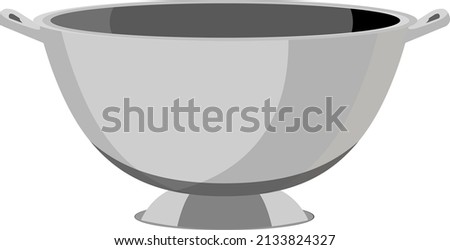 Metal grey colander, illustration, vector on a white background.