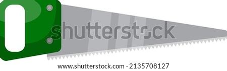 Small green handsaw, illustration, vector on a white background.