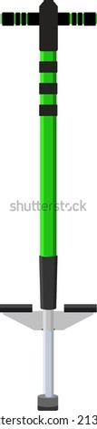 Green pogo stick, illustration, vector on a white background.