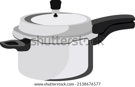 Grey pressure cooker, illustration, vector on a white background.