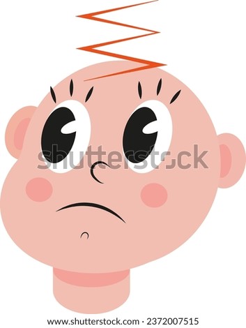 Baby mood annoyed, illustration or icon, vector on white background.