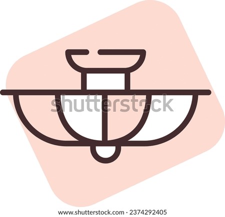 Light ceiling lamp, illustration or icon, vector on white background.