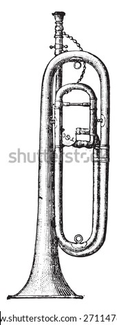 Clarion-trumpet, vintage engraved illustration. Industrial encyclopedia E.-O. Lami - 1875. 