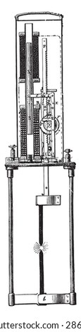 Arc lamp from Siemens, vintage engraved illustration. Industrial encyclopedia E.-O. Lami - 1875.
