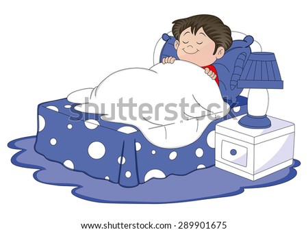 Vector illustration of a boy sleeping in bed.