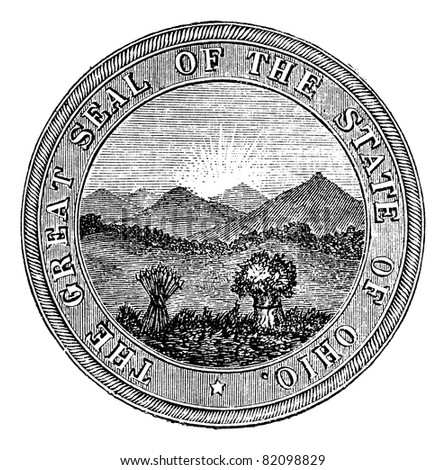 Seal of the State of Ohio, vintage engraved illustration. Trousset encyclopedia (1886 - 1891).