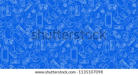 Video game controller background Gadgets and devices seamless pattern Eps10 vector